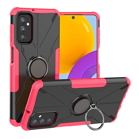 Coque Contour Silicone et Plastique Housse Etui Mat avec Magnetique Support Bague Anneau J01X pour Samsung Galaxy M52 5G Rose Rouge