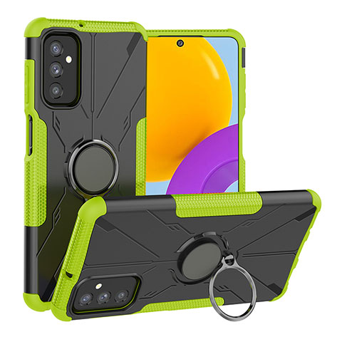 Coque Contour Silicone et Plastique Housse Etui Mat avec Magnetique Support Bague Anneau J01X pour Samsung Galaxy M52 5G Vert