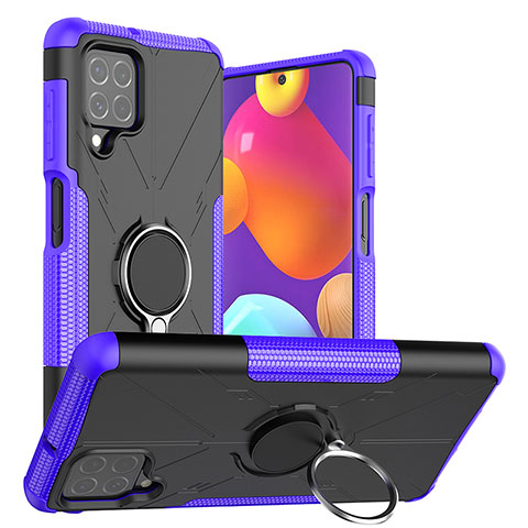 Coque Contour Silicone et Plastique Housse Etui Mat avec Magnetique Support Bague Anneau J01X pour Samsung Galaxy M62 4G Violet