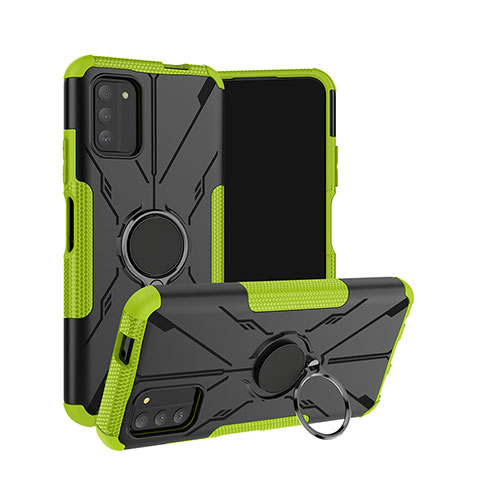 Coque Contour Silicone et Plastique Housse Etui Mat avec Magnetique Support Bague Anneau JX1 pour Nokia G100 Vert