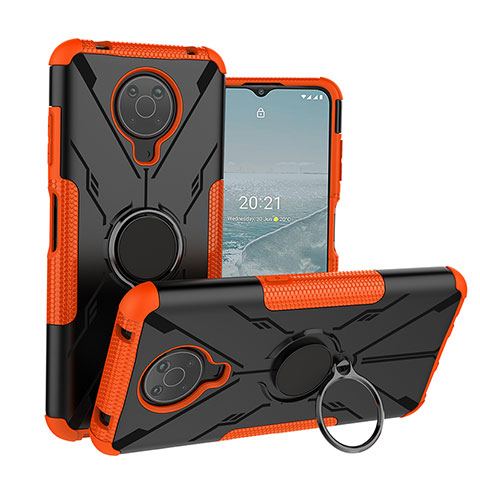 Coque Contour Silicone et Plastique Housse Etui Mat avec Magnetique Support Bague Anneau JX1 pour Nokia G30 Orange