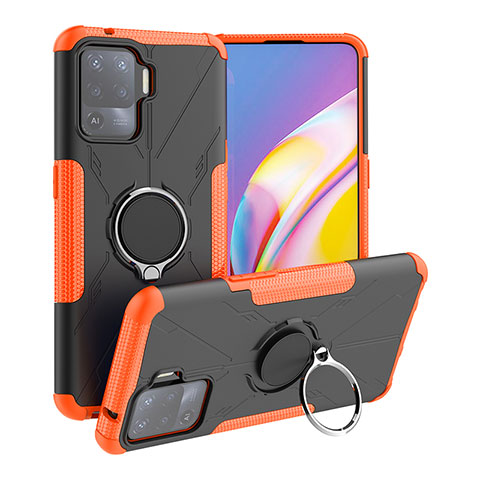 Coque Contour Silicone et Plastique Housse Etui Mat avec Magnetique Support Bague Anneau JX1 pour Oppo A94 4G Orange