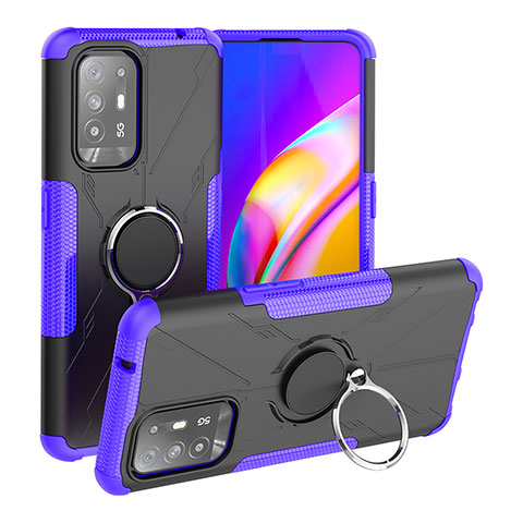 Coque Contour Silicone et Plastique Housse Etui Mat avec Magnetique Support Bague Anneau JX1 pour Oppo A94 5G Violet