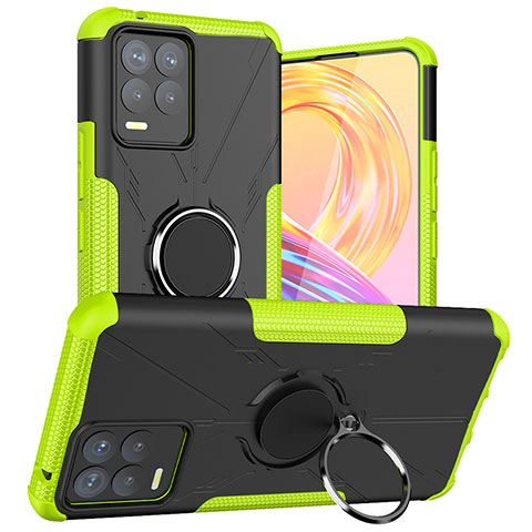 Coque Contour Silicone et Plastique Housse Etui Mat avec Magnetique Support Bague Anneau JX1 pour Realme 8 4G Vert