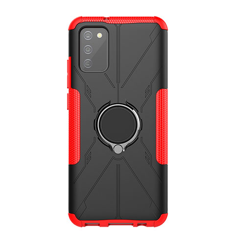 Coque Contour Silicone et Plastique Housse Etui Mat avec Magnetique Support Bague Anneau JX1 pour Samsung Galaxy A02s Rouge