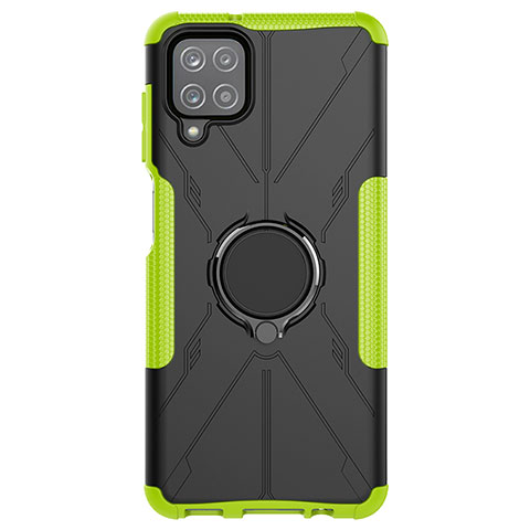 Coque Contour Silicone et Plastique Housse Etui Mat avec Magnetique Support Bague Anneau JX1 pour Samsung Galaxy A12 Nacho Vert