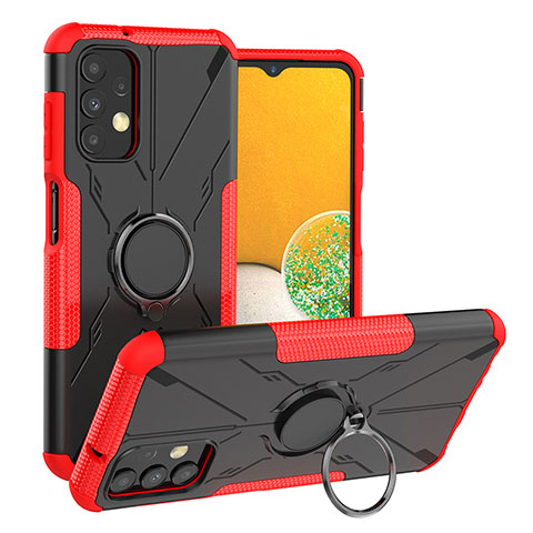 Coque Contour Silicone et Plastique Housse Etui Mat avec Magnetique Support Bague Anneau JX1 pour Samsung Galaxy A13 4G Rouge