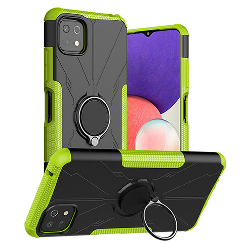 Coque Contour Silicone et Plastique Housse Etui Mat avec Magnetique Support Bague Anneau JX1 pour Samsung Galaxy A22 5G Vert