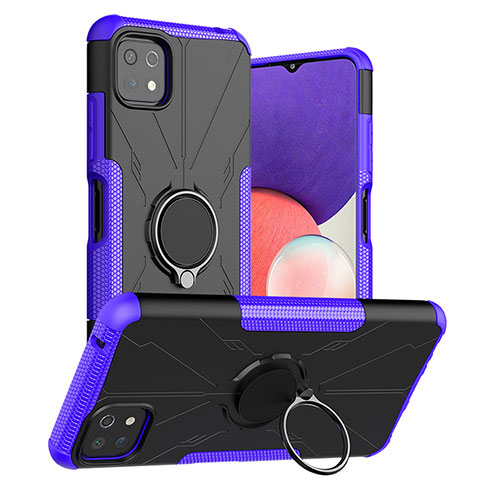 Coque Contour Silicone et Plastique Housse Etui Mat avec Magnetique Support Bague Anneau JX1 pour Samsung Galaxy A22s 5G Violet