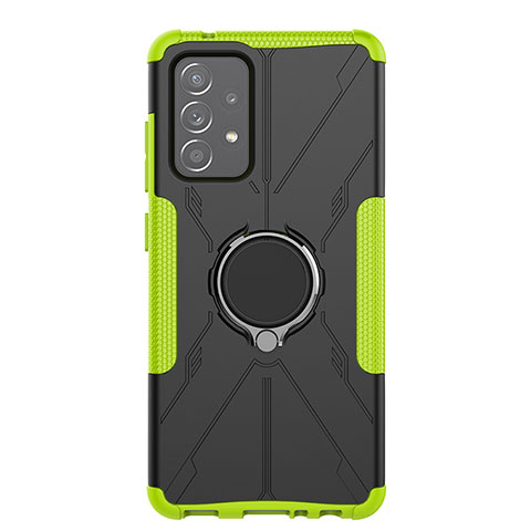 Coque Contour Silicone et Plastique Housse Etui Mat avec Magnetique Support Bague Anneau JX1 pour Samsung Galaxy A52 4G Vert