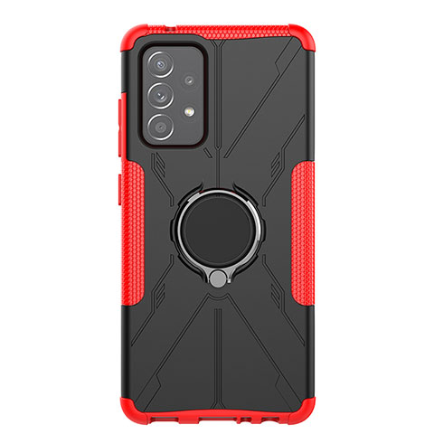 Coque Contour Silicone et Plastique Housse Etui Mat avec Magnetique Support Bague Anneau JX1 pour Samsung Galaxy A52 5G Rouge