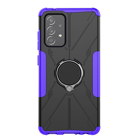 Coque Contour Silicone et Plastique Housse Etui Mat avec Magnetique Support Bague Anneau JX1 pour Samsung Galaxy A52 5G Violet