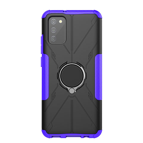 Coque Contour Silicone et Plastique Housse Etui Mat avec Magnetique Support Bague Anneau JX1 pour Samsung Galaxy F02S SM-E025F Violet