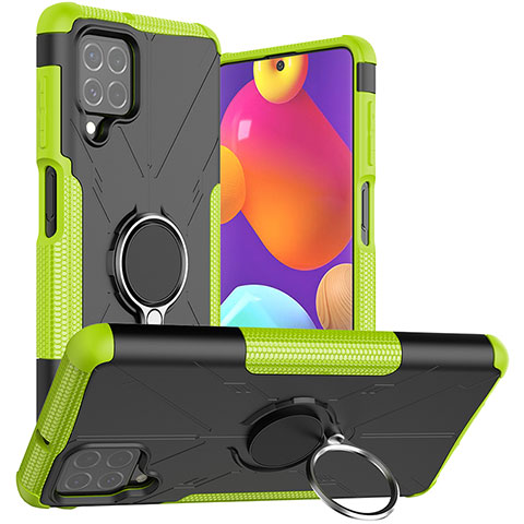 Coque Contour Silicone et Plastique Housse Etui Mat avec Magnetique Support Bague Anneau JX1 pour Samsung Galaxy F62 5G Vert