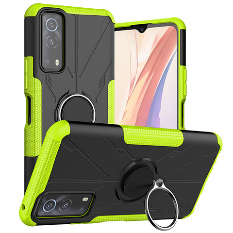 Coque Contour Silicone et Plastique Housse Etui Mat avec Magnetique Support Bague Anneau JX1 pour Vivo iQOO Z3 5G Vert