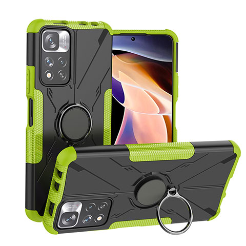 Coque Contour Silicone et Plastique Housse Etui Mat avec Magnetique Support Bague Anneau JX1 pour Xiaomi Mi 11i 5G (2022) Vert