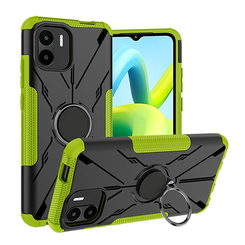 Coque Contour Silicone et Plastique Housse Etui Mat avec Magnetique Support Bague Anneau JX1 pour Xiaomi Poco C51 Vert