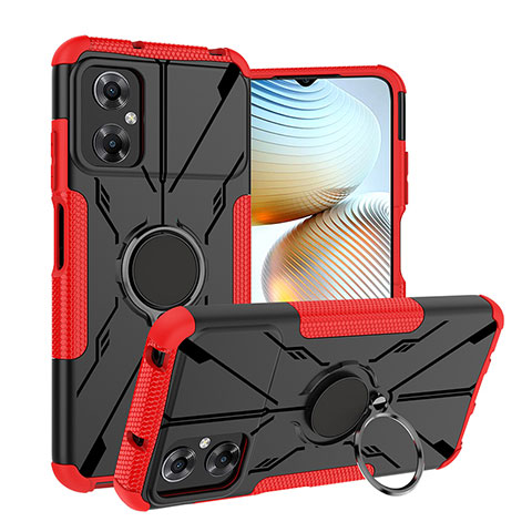 Coque Contour Silicone et Plastique Housse Etui Mat avec Magnetique Support Bague Anneau JX1 pour Xiaomi Poco M4 5G Rouge