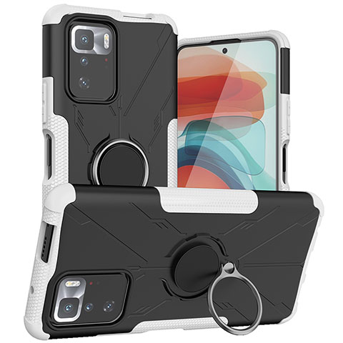 Coque Contour Silicone et Plastique Housse Etui Mat avec Magnetique Support Bague Anneau JX1 pour Xiaomi Poco X3 GT 5G Argent