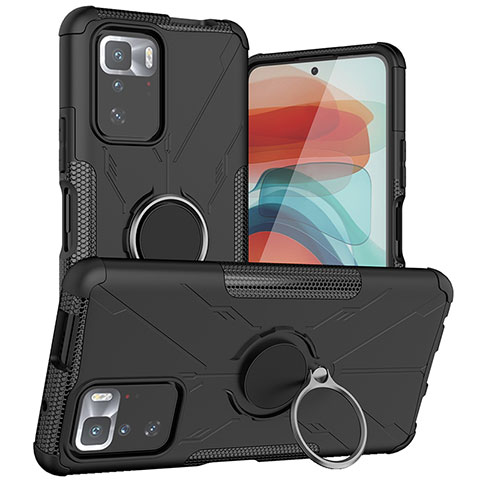 Coque Contour Silicone et Plastique Housse Etui Mat avec Magnetique Support Bague Anneau JX1 pour Xiaomi Poco X3 GT 5G Noir