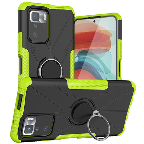 Coque Contour Silicone et Plastique Housse Etui Mat avec Magnetique Support Bague Anneau JX1 pour Xiaomi Poco X3 GT 5G Vert