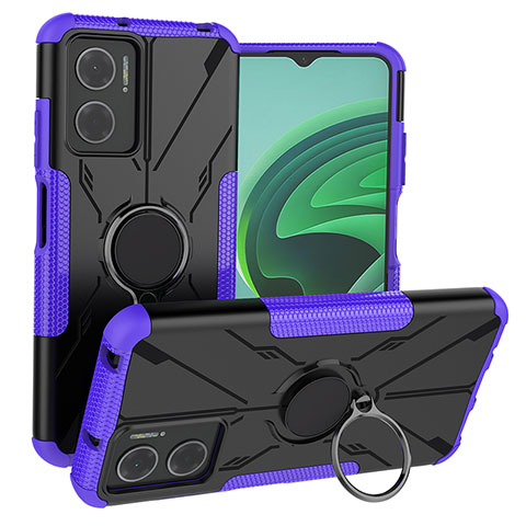 Coque Contour Silicone et Plastique Housse Etui Mat avec Magnetique Support Bague Anneau JX1 pour Xiaomi Redmi 10 5G Violet