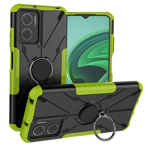 Coque Contour Silicone et Plastique Housse Etui Mat avec Magnetique Support Bague Anneau JX1 pour Xiaomi Redmi 11 Prime 5G Vert