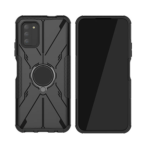 Coque Contour Silicone et Plastique Housse Etui Mat avec Magnetique Support Bague Anneau JX2 pour Nokia G100 Noir