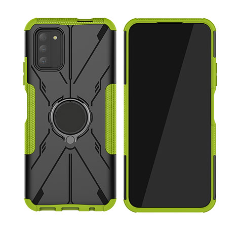 Coque Contour Silicone et Plastique Housse Etui Mat avec Magnetique Support Bague Anneau JX2 pour Nokia G100 Vert