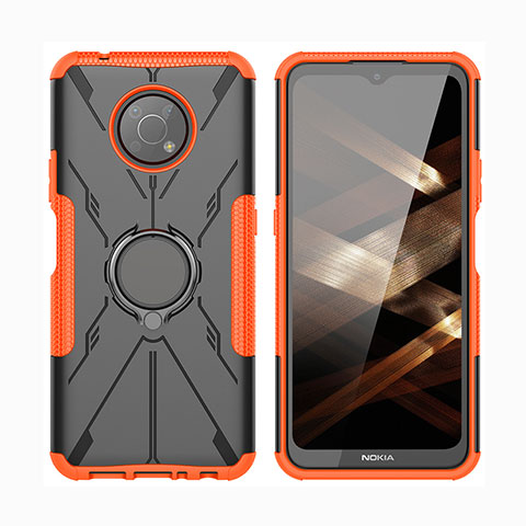 Coque Contour Silicone et Plastique Housse Etui Mat avec Magnetique Support Bague Anneau JX2 pour Nokia G300 5G Orange