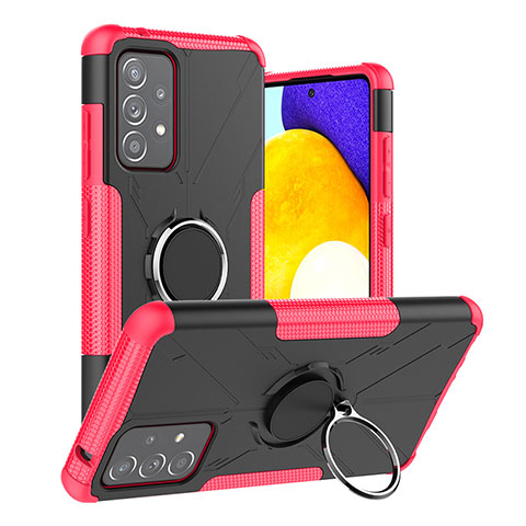 Coque Contour Silicone et Plastique Housse Etui Mat avec Magnetique Support Bague Anneau JX2 pour Samsung Galaxy A52 5G Rose Rouge