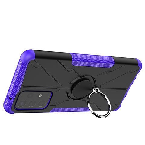 Coque Contour Silicone et Plastique Housse Etui Mat avec Magnetique Support Bague Anneau JX2 pour Samsung Galaxy A72 4G Violet