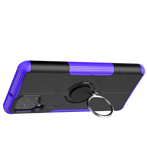 Coque Contour Silicone et Plastique Housse Etui Mat avec Magnetique Support Bague Anneau JX2 pour Samsung Galaxy F62 5G Violet