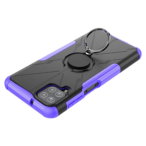 Coque Contour Silicone et Plastique Housse Etui Mat avec Magnetique Support Bague Anneau JX3 pour Samsung Galaxy A12 5G Violet