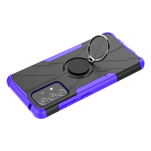 Coque Contour Silicone et Plastique Housse Etui Mat avec Magnetique Support Bague Anneau JX3 pour Samsung Galaxy A52 4G Violet