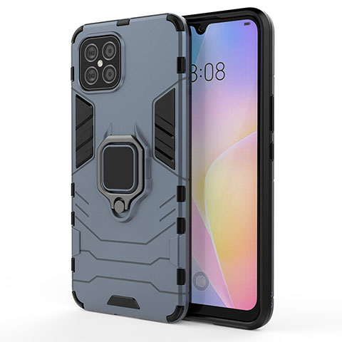 Coque Contour Silicone et Plastique Housse Etui Mat avec Magnetique Support Bague Anneau KC1 pour Huawei Nova 8 SE 4G Bleu