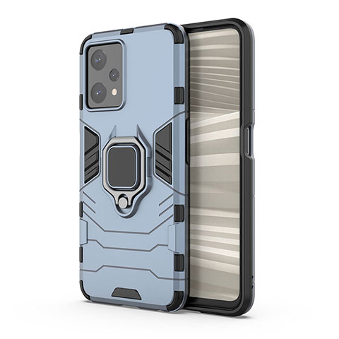 Coque Contour Silicone et Plastique Housse Etui Mat avec Magnetique Support Bague Anneau KC1 pour Realme 9 Pro 5G Bleu