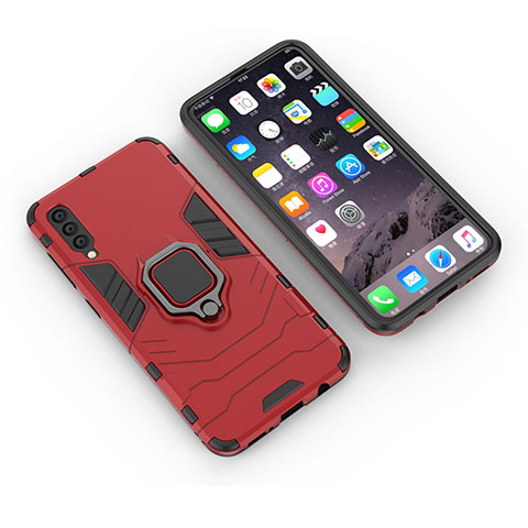 Coque Contour Silicone et Plastique Housse Etui Mat avec Magnetique Support Bague Anneau KC1 pour Samsung Galaxy A30S Rouge