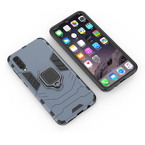 Coque Contour Silicone et Plastique Housse Etui Mat avec Magnetique Support Bague Anneau KC1 pour Samsung Galaxy A50S Bleu