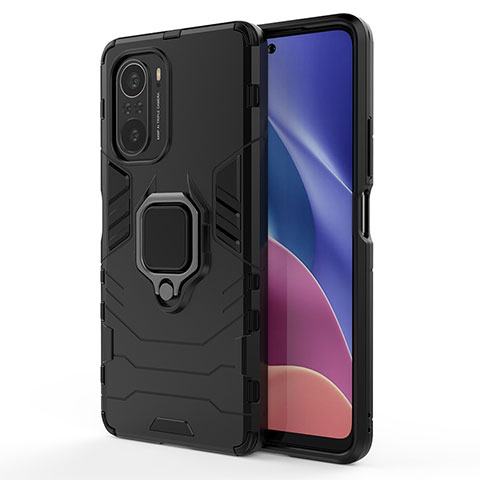 Coque Contour Silicone et Plastique Housse Etui Mat avec Magnetique Support Bague Anneau KC1 pour Xiaomi Mi 11i 5G Noir