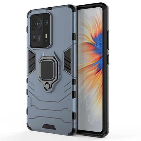 Coque Contour Silicone et Plastique Housse Etui Mat avec Magnetique Support Bague Anneau KC1 pour Xiaomi Mi Mix 4 5G Bleu