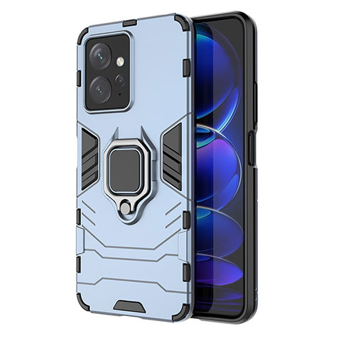 Coque Contour Silicone et Plastique Housse Etui Mat avec Magnetique Support Bague Anneau KC1 pour Xiaomi Redmi Note 12 4G Bleu