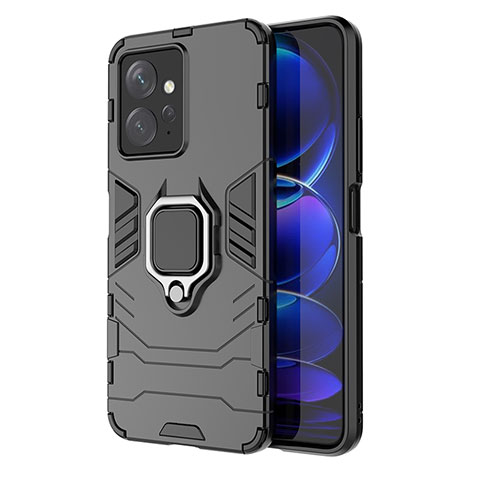 Coque Contour Silicone et Plastique Housse Etui Mat avec Magnetique Support Bague Anneau KC1 pour Xiaomi Redmi Note 12 4G Noir