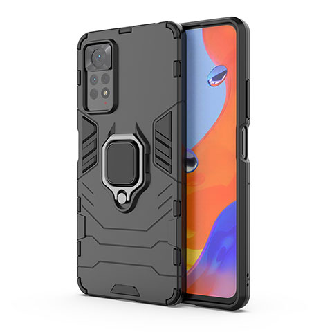 Coque Contour Silicone et Plastique Housse Etui Mat avec Magnetique Support Bague Anneau KC1 pour Xiaomi Redmi Note 12 Pro 4G Noir