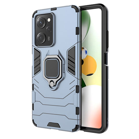 Coque Contour Silicone et Plastique Housse Etui Mat avec Magnetique Support Bague Anneau KC1 pour Xiaomi Redmi Note 12 Pro Speed 5G Bleu