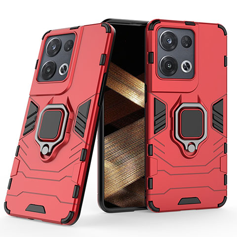 Coque Contour Silicone et Plastique Housse Etui Mat avec Magnetique Support Bague Anneau KC1 pour Xiaomi Redmi Note 13 5G Rouge