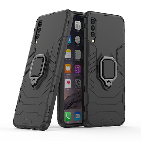 Coque Contour Silicone et Plastique Housse Etui Mat avec Magnetique Support Bague Anneau KC2 pour Samsung Galaxy A30S Noir