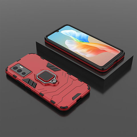 Coque Contour Silicone et Plastique Housse Etui Mat avec Magnetique Support Bague Anneau KC2 pour Vivo V23e 5G Rouge