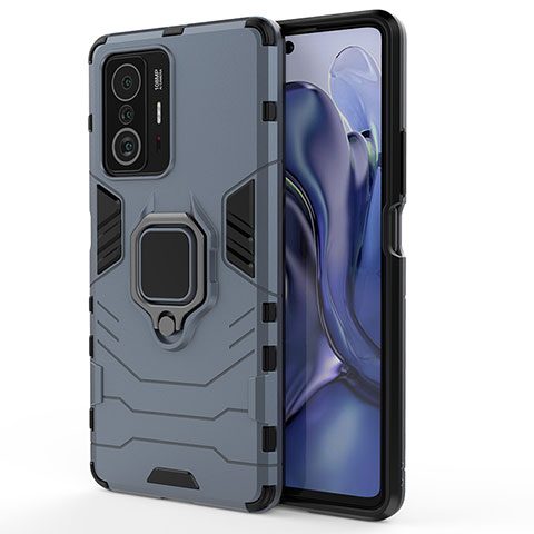 Coque Contour Silicone et Plastique Housse Etui Mat avec Magnetique Support Bague Anneau KC2 pour Xiaomi Mi 11T 5G Bleu