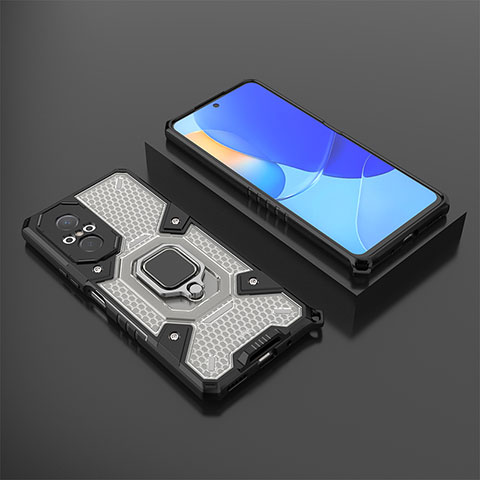 Coque Contour Silicone et Plastique Housse Etui Mat avec Magnetique Support Bague Anneau KC3 pour Huawei Nova 9 SE Noir